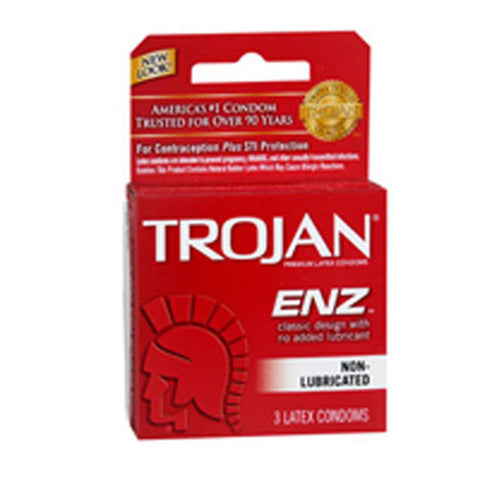 Trojan, Non-Lubricated Latex Condoms, 3 Each Trojan