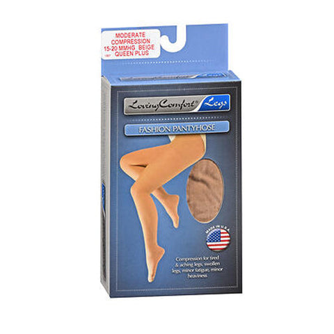 Loving Comfort, Fashion Pantyhose Moderate Compression Queen Plus Beige, 1 Pair Loving Comfort