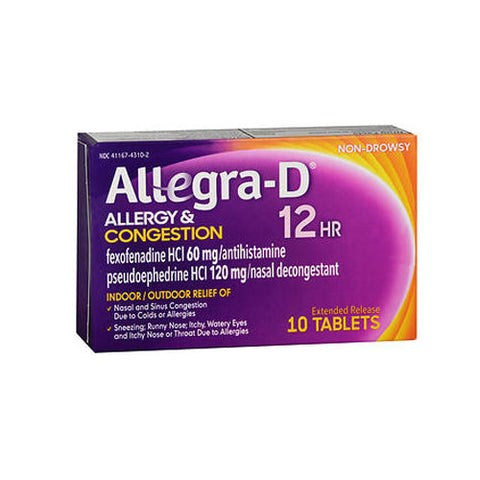Allegra, 12 Hour Allergy Congestion Extended Release Tablets, 120 mg, 10 tabs Allegra