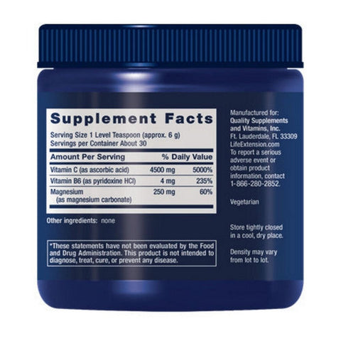 Life Extension, Effervescent Vitamin C - Magnesium Crystals, 180 Grms Life Extension