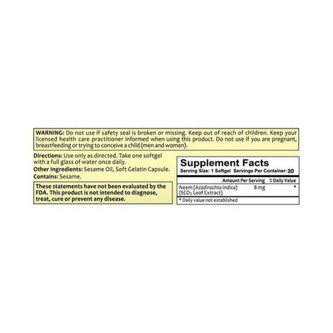 TheraNeem Naturals, Naturals Supercritical Extract Of Neem Leaf, 8 Mg, 30 Softgels TheraNeem Naturals