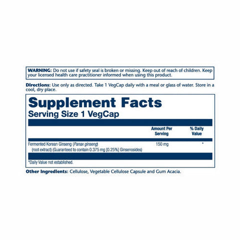 Solaray, Vital Extracts Fermented Korean Ginseng, 150 Mg, 30 Veg Caps Solaray