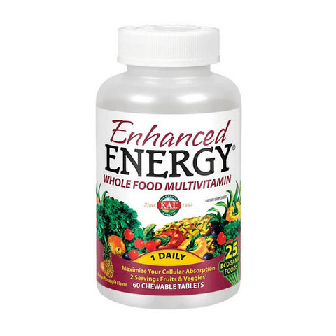 Enhanced Energy Whole Food Multivitamin Mango Pineapple, 60 Tabs by Kal