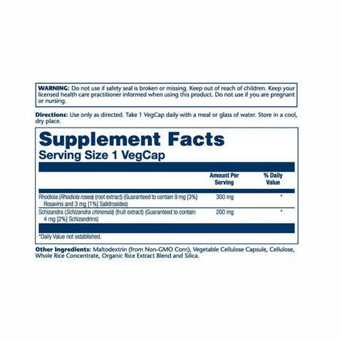 Solaray, Rhodiola & Schizandra, 500 mg, 60 Caps Solaray