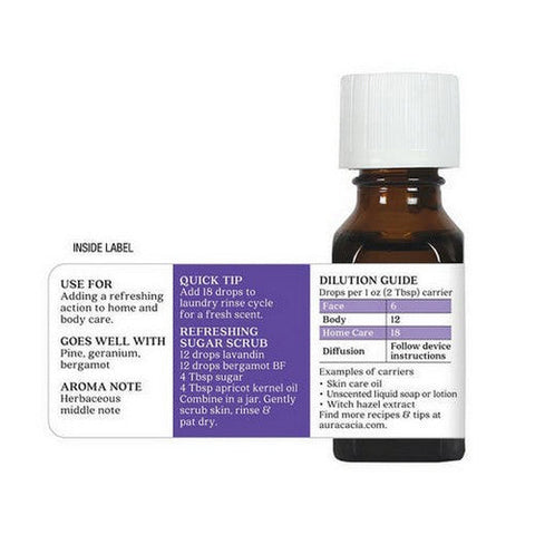 Aura Cacia, Essential Oil Lavandin, (lavandula intermedia) 0.5 Fl Oz Aura Cacia