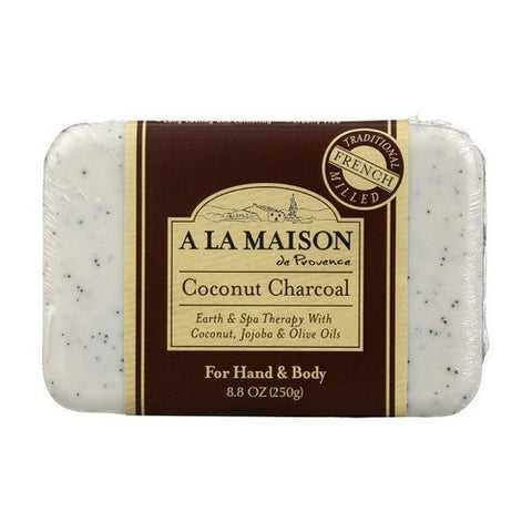 A La Maison, French Milled Hand And Body Bar Soap Coconut Charcoal, 8.8 Oz A La Maison