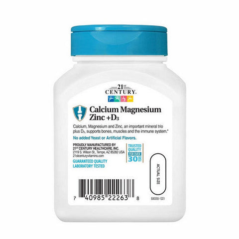21st Century, Calcium Magnesium Zinc Plus D3, 90 Tabs 21st Century