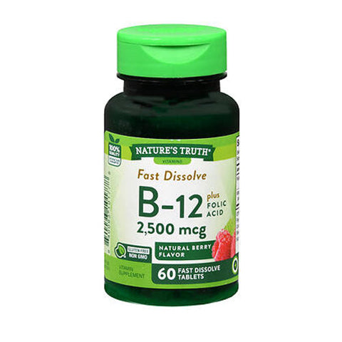 Nature's Truth, Vitamin B-12 Plus Folic Acid Natural Berry Flavor, 2500 mcg, 60 Tabs
