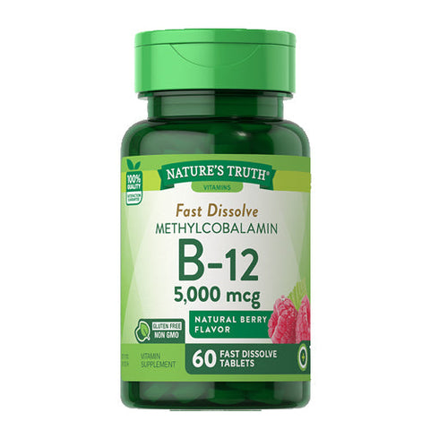 Nature's Truth, B-12 Fast Dissolve Tabs Natural Berry Flavor, 5000 mcg, 60 Tabs Nature's Truth