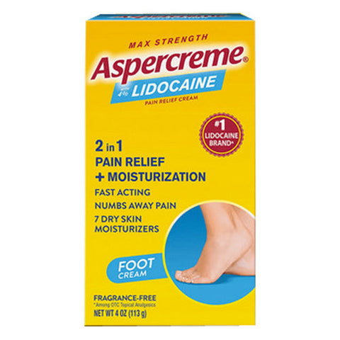 Aspercreme, Foot Pain Creme With 4% Lidocaine, 4 Oz Aspercreme