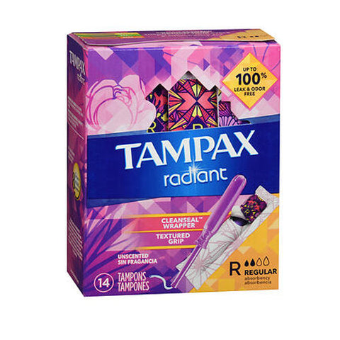 Tampax, Radiant Tampons Regular Unscented, 14 Each Tampax