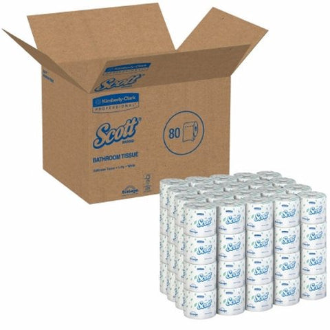 Toilet Tissue Scott  Essential White 1-Ply Standard Size Cored Roll 1210 Sheets 4 X 4-1/10 Inch Case of 80 by Kimberly Clark