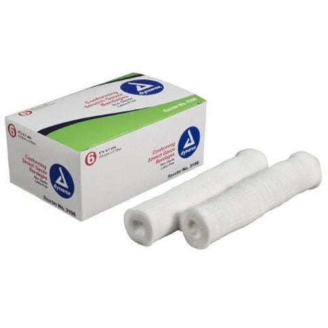 Dynarex, Conforming Bandage Dynarex Polyester 1-Ply 6 Inch X 4.1 Yard Roll Shape NonSterile, Count of 6 Dynarex