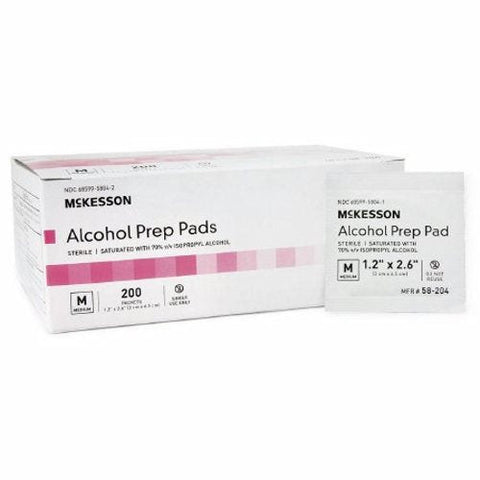 McKesson, Alcohol Prep Pad McKesson Isopropyl Alcohol, 70% Individual Packet Medium , 1.2 X 2 - 3/5 inch Steri, Case Of 20 McKesson