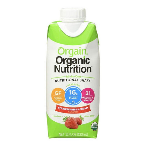 Organic Nutritional Shake Strawberries And Cream Flavor Liquid Oral Supplement 11 Oz by Orgain