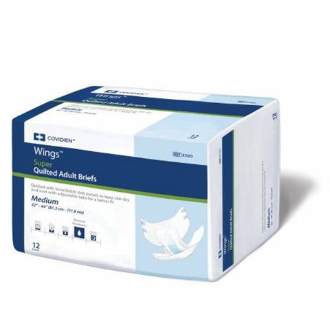 Unisex Adult Incontinence Brief Wings Super Tab Closure Medium Disposable Heavy Absorbency Count of 12 by Cardinal