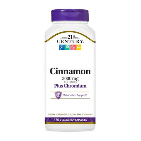 21st Century, Cinnamon Plus Chromium, 2000 mg, 120 Veg Caps 21st Century