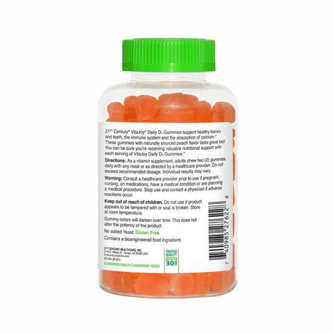 21st Century, Vitajoy Daily D3 Gummies Peach, 25 Mcg, 120 Gummies 21st Century