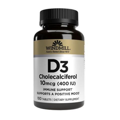Windmill Health, Vitamin D3, 400IU 100 Tabs Windmill Health