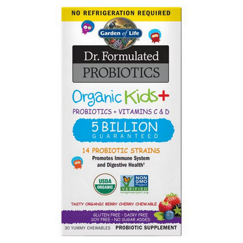 Dr. Formulated Probiotics Organic Kids Plus Berry Cherry 30 Chewable Tabs by Garden of Life