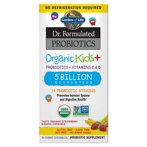 Dr. Formulated Probiotics Organic Kids Plus Strawberry Banana 30 Chewable Tabs by Garden of Life