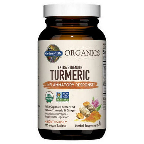 Garden of Life, Organics Extra Strength Turmeric Inflammatory Response, 120 Vegan Tabs Garden of Life