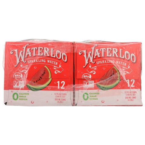 Waterloo Sparkling Water, Water Sprklg Wtrmln 12Pk, Case of 2 X 144 Oz Waterloo Sparkling Water