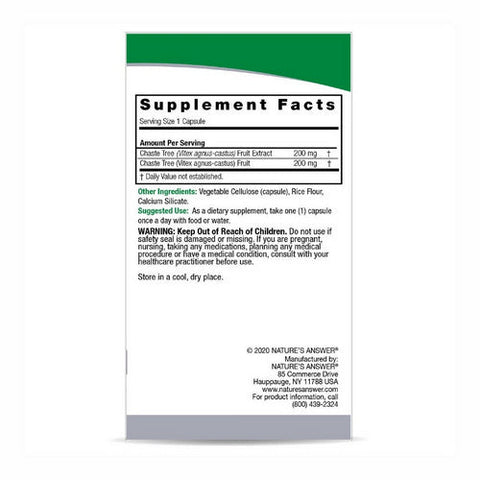 Nature's Answer, Chasteberry Vitex Agnus-Castus, 400 Mg, 90 Veg Caps Nature's Answer