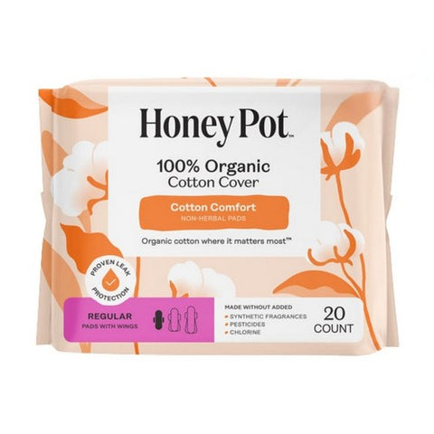 The Honey Pot, 100% Organic Cotton Cover Incontinence Non-Herbal Liners With Wings, 20 Count The Honey Pot