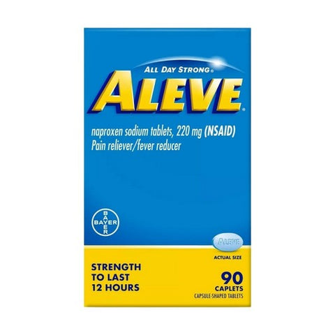 Aleve, Naproxen Sodium Pain Reliever Fever Reducer Caplets, 220 Mg, 90 Caplets Aleve