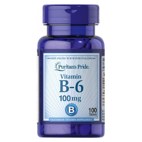 Puritan's Pride, Vitamin B-6 (Pyridoxine Hydrochloride), 100 mg, 100 Tablets Puritan's Pride