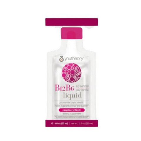 Youtheory, Vitamin B12 And B6 Liquid On The Go Raspberry, 12 Oz