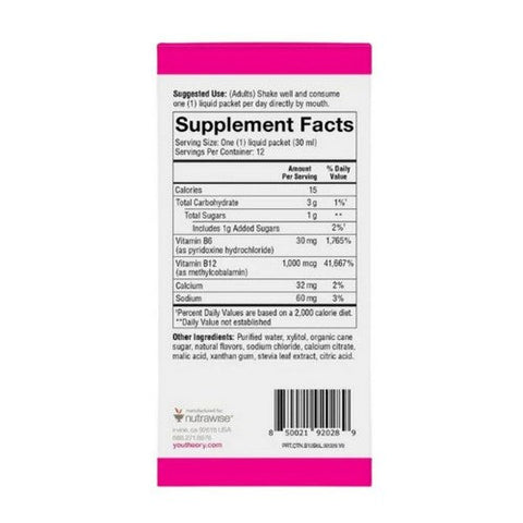 Youtheory, Vitamin B12 And B6 Liquid On The Go Raspberry, 12 Oz