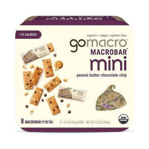 Gomacro, Organic Gluten Free Macro Mini Bars Peanut Butter Chocolate Chip, 8 Count Gomacro