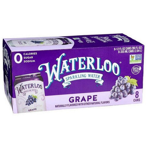 Waterloo Sparkling Water, Sparkling Water Grape, 96 Oz (Case Of 3) Waterloo Sparkling Water