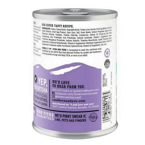 I And Love And You, Gobble It Up Stew Turkey Recipe For Dog Food, 13 Oz(Case Of 12)