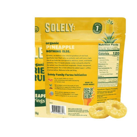 Solely, Organic Dried Fruit Pineapple Rings, 5.5 Oz(Case Of 6) Solely