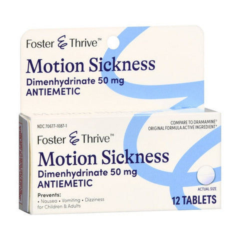 Foster And Thrive, Motion Sickness Dimenhydrinate, 50 Mg, 12 Tabs Foster And Thrive
