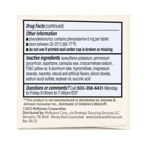 Foster And Thrive, Children'S Ibuprofen Ib Chewable Tablets, 100 Mg, 24 Tabs Foster And Thrive