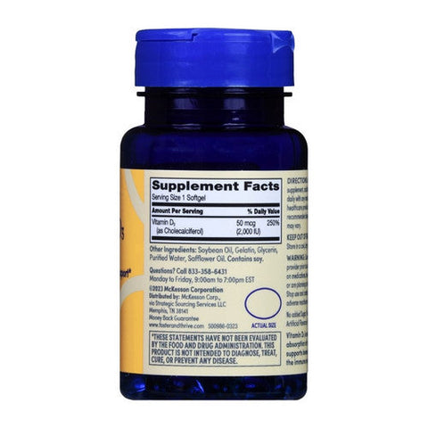 Foster And Thrive, Vitamin D3 Rapid Release, 50 Mcg, 100 Softgels Foster And Thrive
