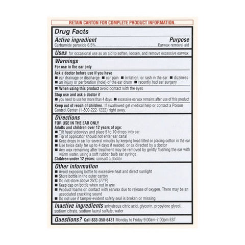 Foster And Thrive, Earwax Removal Kit Carbamide Peroxide 6.5%, 0.5 Oz