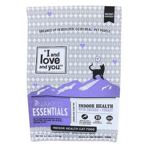 Naked Essentials Dry Cat Food Indoor Health 3.45 Lbs (Case Of 6) by I And Love And You