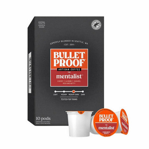 Bulletproof, The Mentalist Medium Dark Roast Coffee Pods K-Cups, 3.9 Oz (Case Of 6)