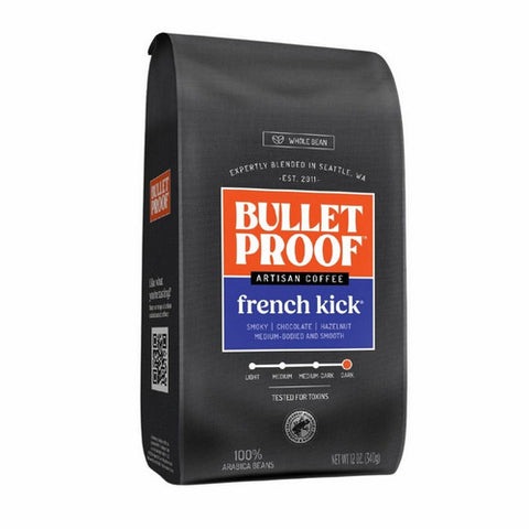 Bulletproof, Keto Friendly Dark Roast Whole Bean Coffee French Kick, 12 Oz (Case Of 6)