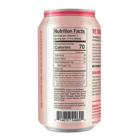 Bambucha Kombucha, Guava Punch Organic Big, 12 Oz (Case Of 12) Bambucha Kombucha