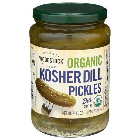 Organic Kosher Whole Dill Pickles 24 Oz(Case Of 6) by Woodstock