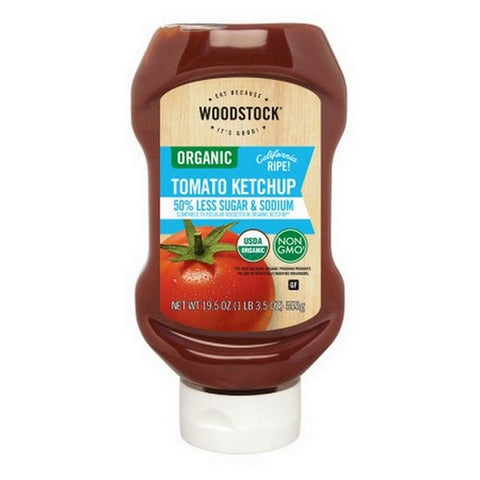 Woodstock, Organic Tomato Ketchup Less Sodium Less Sugar, 19.5 Oz (Case Of 12) Woodstock