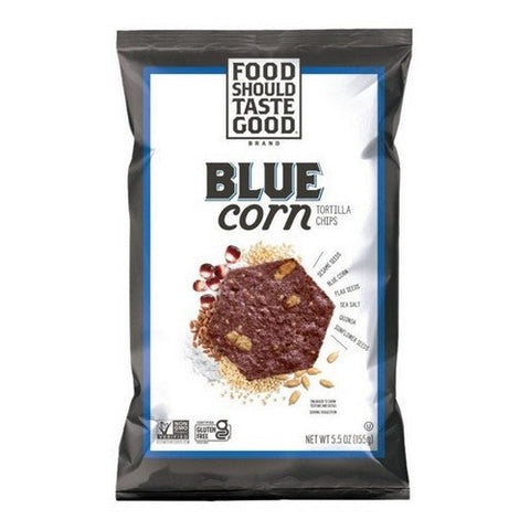 Food Should Taste Good, Tortilla Chips Blue Corn, 5.5 Oz (Case Of 12) Food Should Taste Good