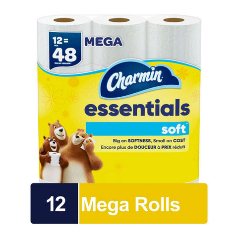 Essentials 2 Ply Soft Mega Toilet Paper Rolls 431 Square Feets (Case Of 4) by Charmin