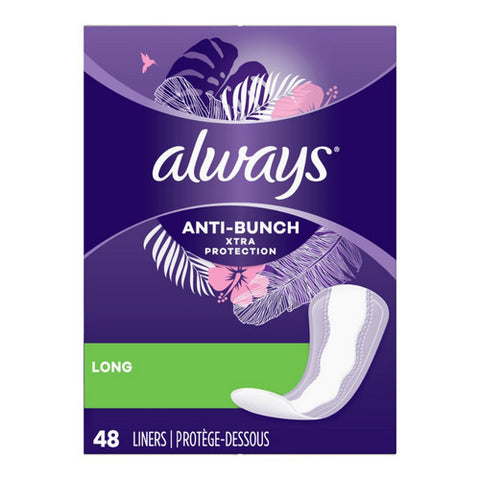 Anti Bunch Xtra Protection Liners Long Unscented 48 Count (Case Of 6) by Always Discreet
